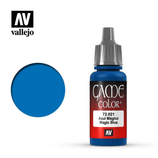 72021 Azul mágico-Magic blue Esta gama de pinturas acrílicas, ha sido diseñada especialmente para contener todos los colores utilizados frecuentemente en figuras de fantasía. Los colores se presentan en botellas de 17 ml.