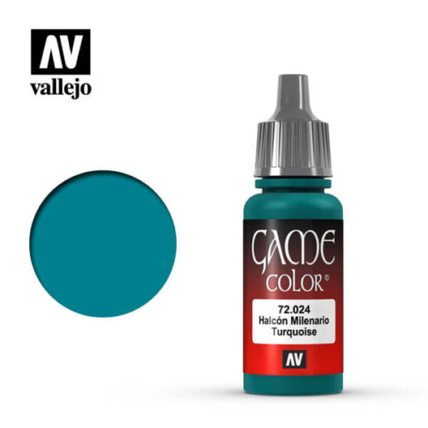 72024 Halcón milenario-Falcon turquoise Esta gama de pinturas acrílicas, ha sido diseñada especialmente para contener todos los colores utilizados frecuentemente en figuras de fantasía. Los colores se presentan en botellas de 17 ml.