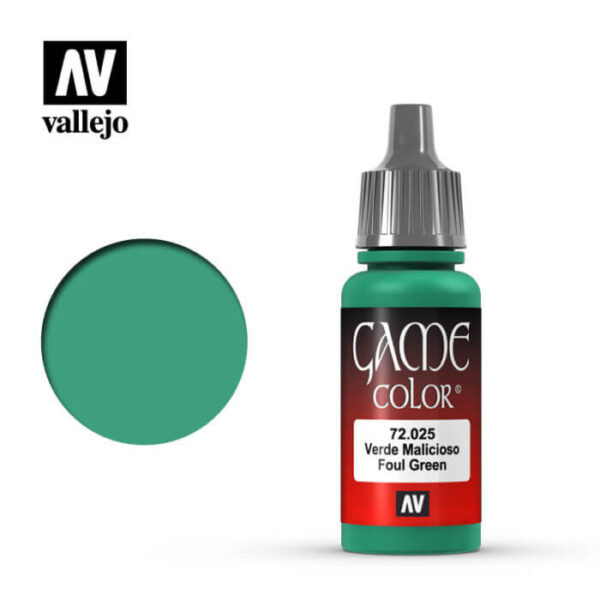 72025 Verde malicioso-Foul green Esta gama de pinturas acrílicas, ha sido diseñada especialmente para contener todos los colores utilizados frecuentemente en figuras de fantasía. Los colores se presentan en botellas de 17 ml.