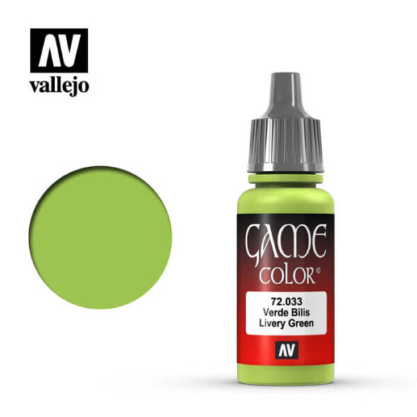 72033 Verde bilis-Livery green Esta gama de pinturas acrílicas, ha sido diseñada especialmente para contener todos los colores utilizados frecuentemente en figuras de fantasía. Los colores se presentan en botellas de 17 ml.