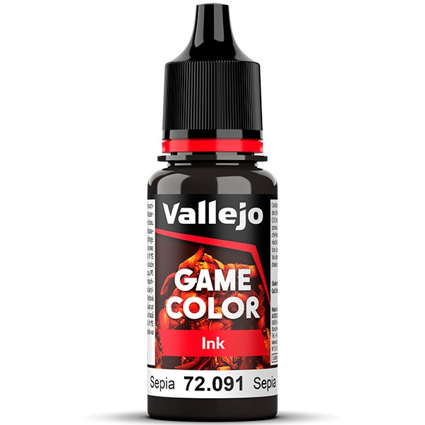 72091 Tinta sepia-Sepia ink Las tintas se emplean para potenciar, matizar, unificar y modificar los tonos y para efectos de sombreado y aguadas. Los colores se presentan en botellas de 18 ml.