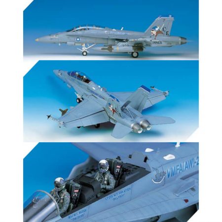 academy 12103 F/A-18D Hornet Night Attack Kit en plástico para montar y pintar. Hoja de calcas con 4 decoraciones del US Marine Corps. Escala 1/32