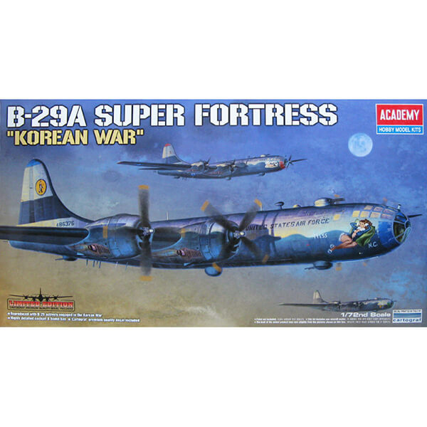 academy 12413 B-29A Super Fortress Korean War Kit en plástico para montar y pintar. Hoja de calcas por Cartograf con 3 decoraciones de la guerra de Corea. Escala 1/72