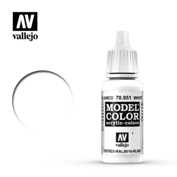 acrylicos vallejo Blanco-White 70.951 17ml Model Color es la gama mas amplia de pinturas acrílicas para Modelismo.