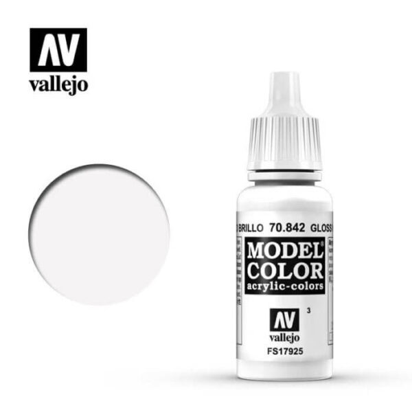 acrylico vallejo 003 Blanco brillo-Gloss white 70.842 17ml Model Color es la gama mas amplia de pinturas acrílicas para Modelismo.