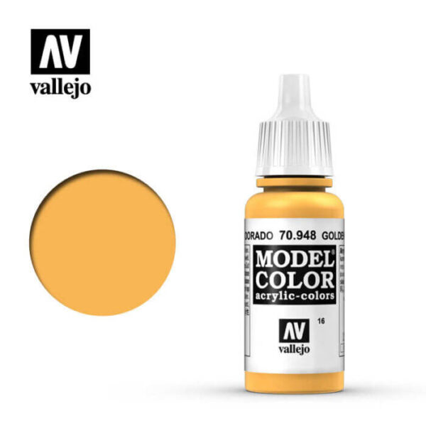 acrylicos vallejo 016 Amarillo dorado-Golden yellow 70.948 17ml Model Color es la gama mas amplia de pinturas acrílicas para Modelismo.