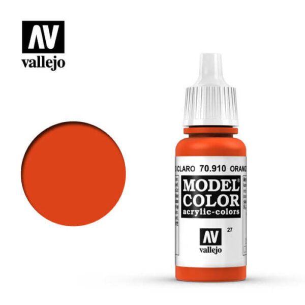 acrylicos vallejo 027 Rojo cadmio claro-Orange red 70.910 17ml Model Color es la gama mas amplia de pinturas acrílicas para Modelismo.