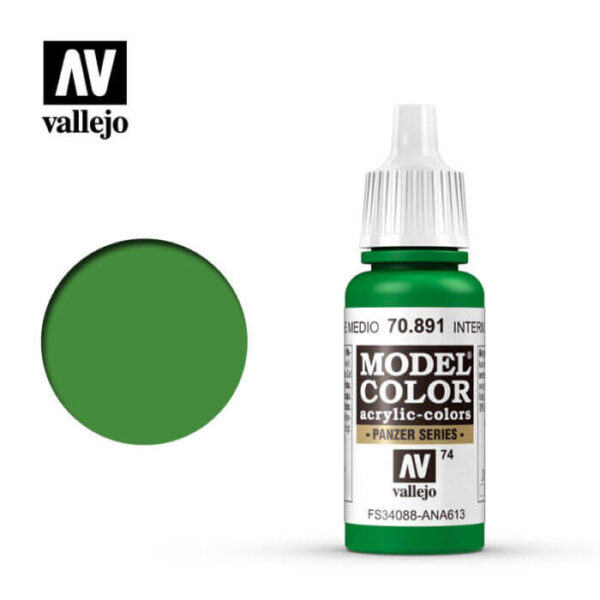 acrylicos vallejo 074 Verde medio-intermediate green 70.891 17ml Model Color es la gama mas amplia de pinturas acrílicas para Modelismo.