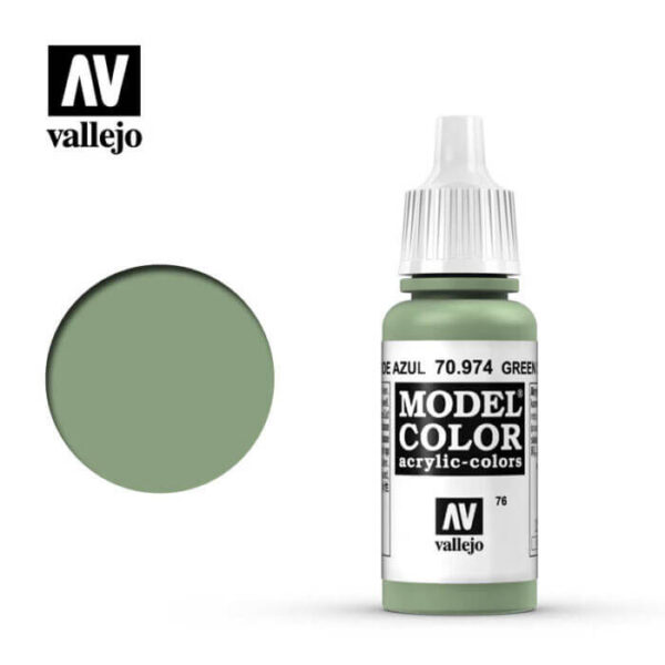 acrylicos vallejo 076 Verde azul-Green sky 70.974 17ml Model Color es la gama mas amplia de pinturas acrílicas para Modelismo.