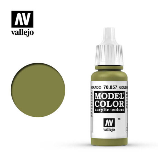 acrylicos vallejo 079 Oliva dorado-Golden olive 70.857 17ml Model Color es la gama mas amplia de pinturas acrílicas para Modelismo.