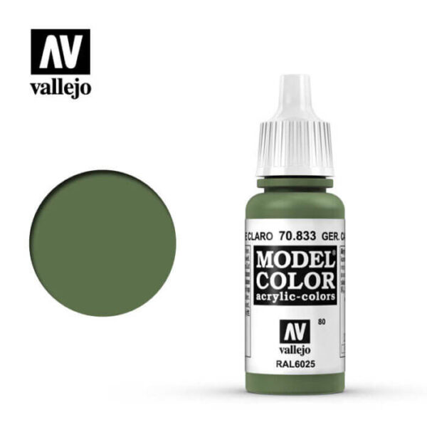 acrylicos vallejo 080 Ale.cam.verde claro-Germ.cam.bright green 70.833 17ml Model Color es la gama mas amplia de pinturas acrílicas para Modelismo.