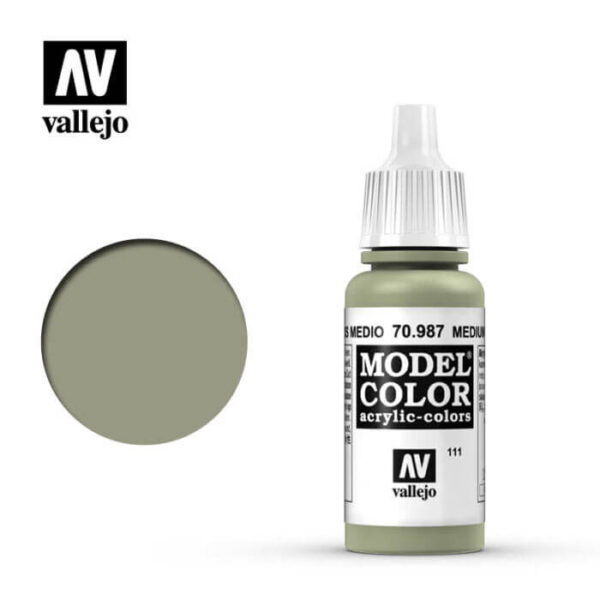 acrylicos vallejo 111 Gris medio-Medium grey 70.987 17ml Model Color es la gama mas amplia de pinturas acrílicas para Modelismo.