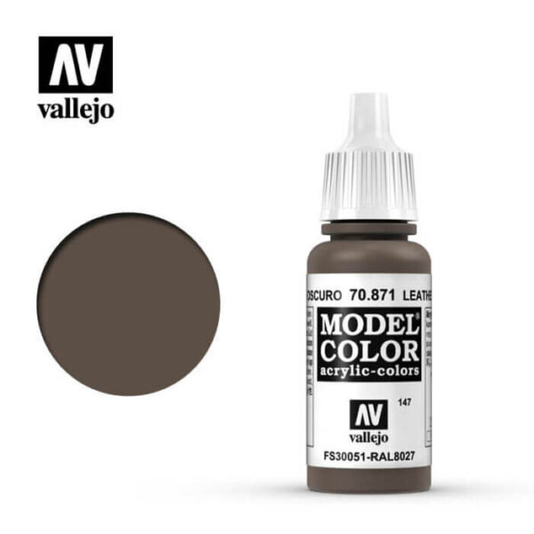 acrylicos vallejo 147 Marrón cuero oscuro-Lether brown 70.871 17ml Model Color es la gama mas amplia de pinturas acrílicas para Modelismo.