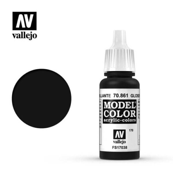 acrylicos vallejo 170 Negro brillante-Glossy black 70.861 17ml Model Color es la gama mas amplia de pinturas acrílicas para Modelismo.