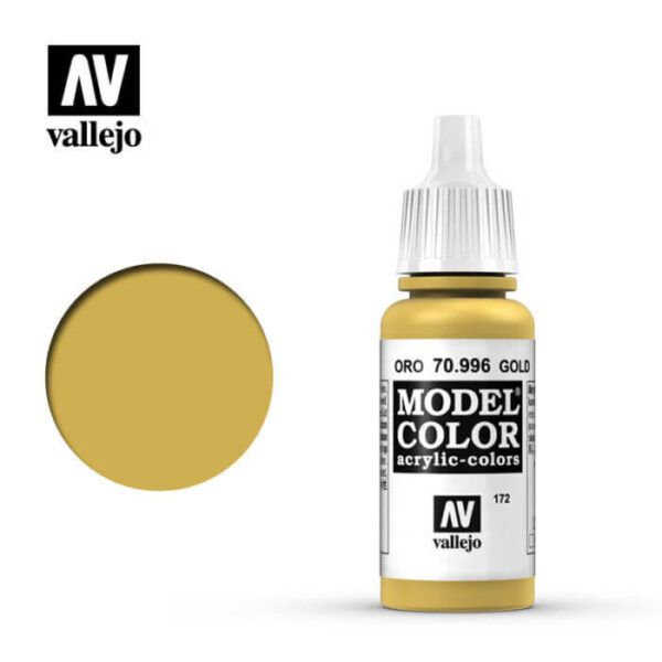 acrylicos vallejo 172 Oro-Gold 70.996 17ml Model Color es la gama mas amplia de pinturas acrílicas para Modelismo.