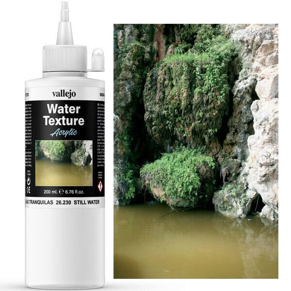 acrylicos vallejo av26230 Still Water Aguas Tranquilas . Perfecto para charcos, estanques, canales y lagos.  Presentación: En tarros de 200 ml.