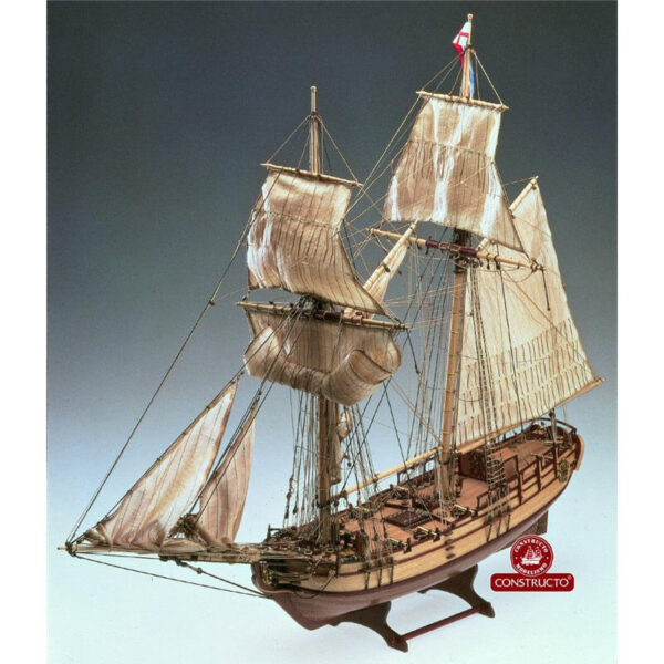 constructo 808826 HMS Halifax 1775 1/35 Kit de construcción tradicional en madera y metal. Casco hueco tradicional con falsa quilla y costillas precortadas de fabrica.