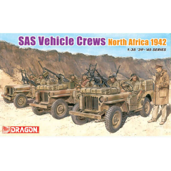 dragon 6682 SAS Vehicle Crews North Africa 1942 Kit en plástico para montar y pintar. Esta compuesto por siete figuras.