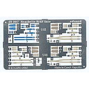 eduard 49007 Seatbelts RAF Late WWII 1/48 Cinturones de seguridad en fotograbado coloreado para los aviones de la R.A.F. durante la Segunda Guerra Mundial.