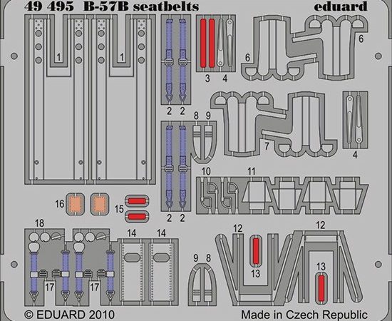 eduard 49495 Seatbelts B-57B Camberra 1/48 Cinturones de seguridad en fotograbado coloreado para el B-57B Camberra