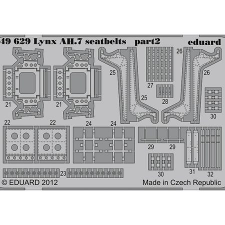 eduard 49629 Lynx AH.7 Seatbelts (Airfix) 1/48 Cinturones de seguridad en fotograbado coloreado para el helicóptero Lynx AH.7