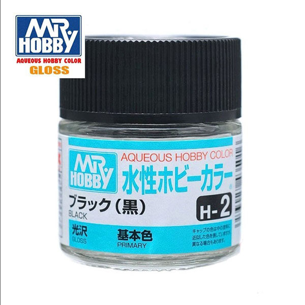 Mr Hobby Aqueous Color H002 Gloss Black - Negro Brillo 10ml