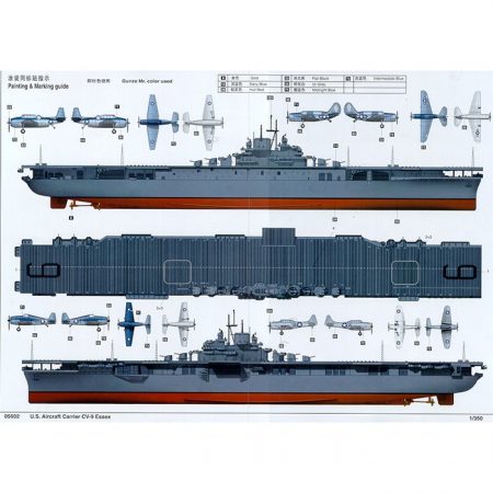 trumpeter 05602 U.S. Aircraft Carrier USS Essex CV-9 1/350 Kit en plástico para montar y pintar. Incluye piezas en fotograbado.