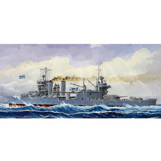 trumpeter 05744 USS Minneapolis CA-36 1/700 Kit en plástico para montar y pintar. Permite la opción de exponerlo con el casco completo o por la línea de flotación (Waterline).