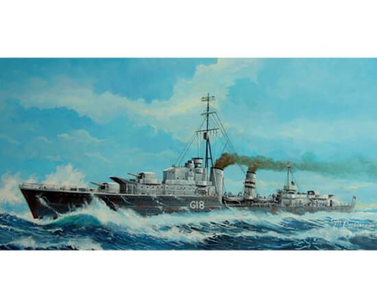 trumpeter 05758 Tribal-class destroyer HMS Zulu (F18) 1941 1/700 Kit en plástico para montar y pintar. Permite la opción de exponerlo con el casco completo o por la línea de flotación (Waterline).