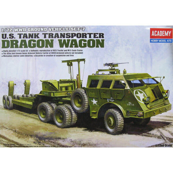 academy 13409 US Tank Transporter Dragon Wagon Kit en plástico para montar y pintar. Escala 1/72