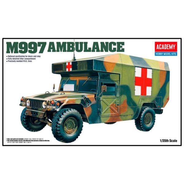 M997 Ambulance 1/35 Kit en plástico para montar y pintar. Interior detallado, las puertas se pueden colocar abiertas o cerradas.