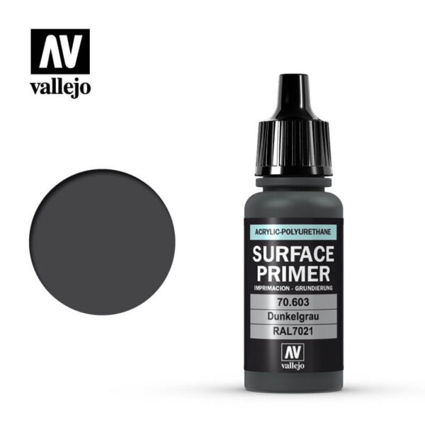 acrylicos vallejo AV 70603 Panzer Grey 17ml Imprimación a base agua y poliuretano.Tiene un acabado mate autonivelante de extraordinaria dureza y resistencia.