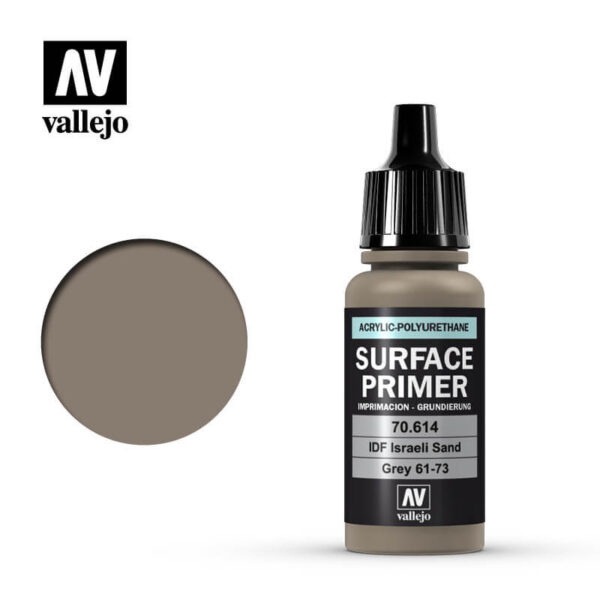 acrylicos vallejo AV 70614 IDF Israeli Sand Grey FS30372 17ml Imprimación a base agua y poliuretano.Tiene un acabado mate autonivelante de extraordinaria dureza y resistencia.