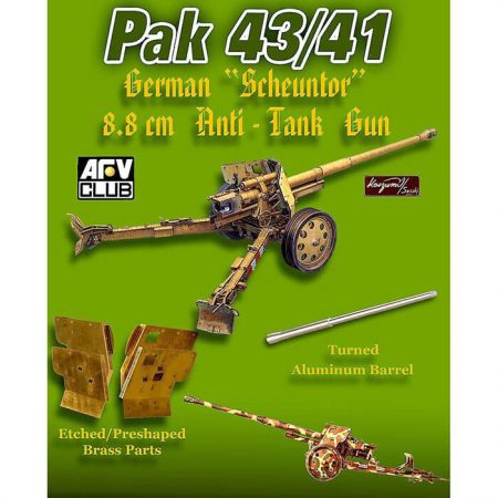 afv club 35059 Pak43/41 8.8cm Anti-tank Gun Scheuntor Kit en plástico para montar y pintar. Incluye el tubo del cañón torneado en aluminio y el escudo del cañón en latón preformado.