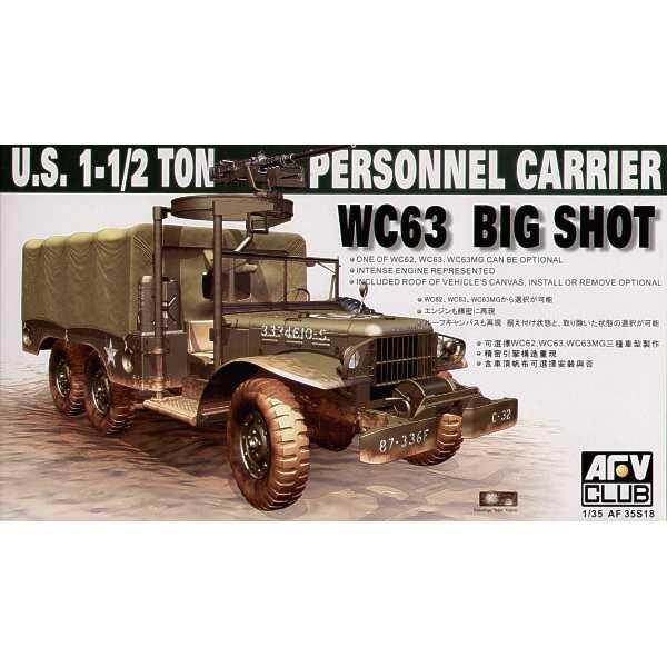 afv club 35s18 US 1-1/2Ton Personnel Carrier WC63 1/35 Kit en plástico para montar y pintar. Hoja de calcas con 2 decoraciones.