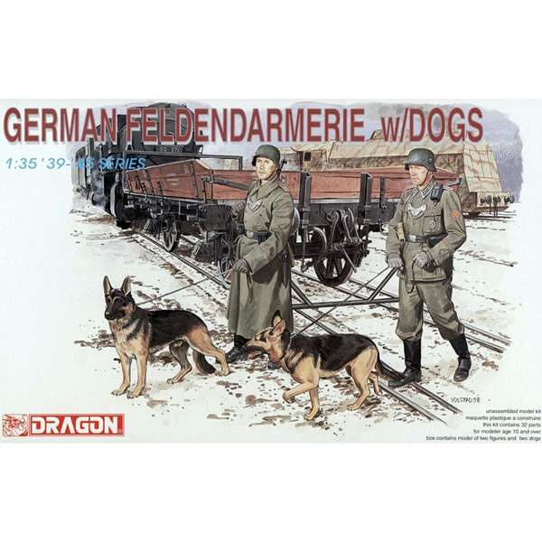 dragon 6098 dragon 6098 German Feldendarmerie with Dogs 1/35 Kit en plástico para montar y pintar. Incluye piezas para montar dos  soldados y dos perros.