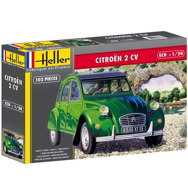 Heller 80765 2 CV CITROEN Kit en plástico para montar y pintar. Incluye interior y motor detallado.