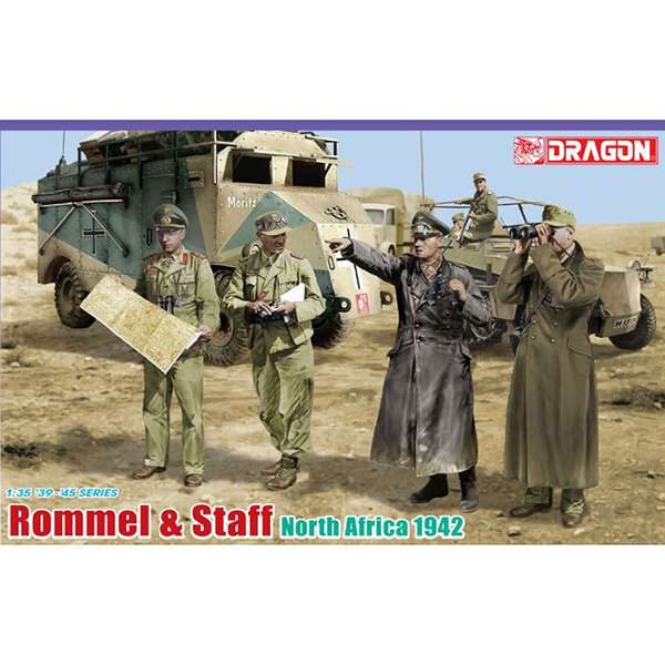 dragon 6723 Rommel & Staff North Africa 1942 Kit en plástico para montar y pintar. Incluye cuatro figuras de Rommel y su plana mayor en Africa 1942.