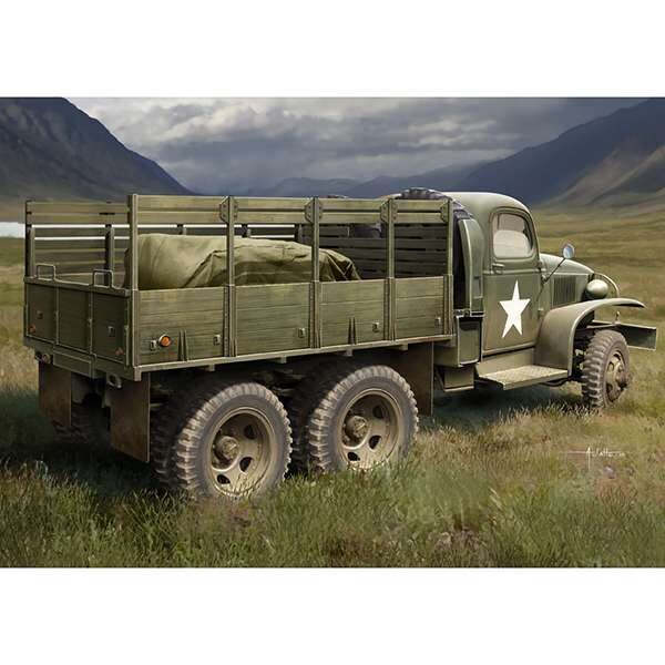 hobby boss 83832 US GMC CCKW-352 Wood Cargo Truck El GMC CCKW es un camión de 2.5 ton y 6X6 del U.S. Army que estuvo en servicio durante la 2ª Guerra Mundial y la guerra de Corea, era conocido entrte la tropa como -Deuce and a Half- o –Jimmy-.