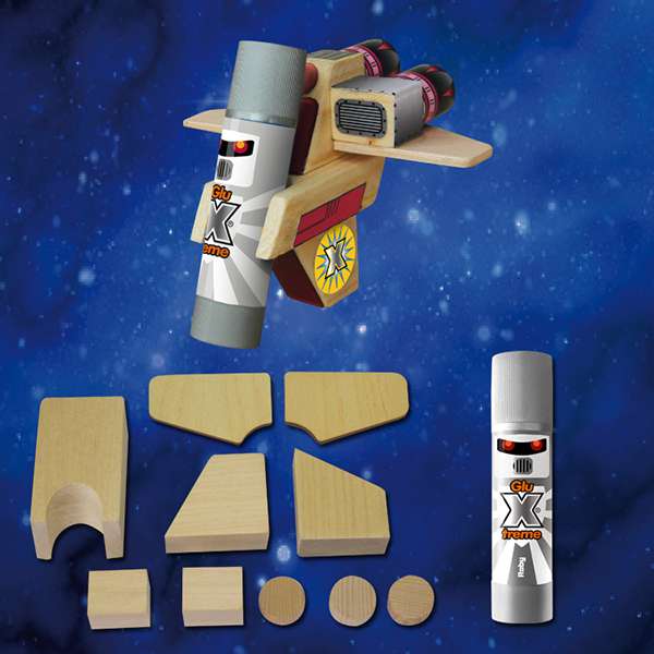 GluXtreme Kit de Montaje Roby ¡Construye tus naves espaciales! Monta tus naves espaciales con madera y decóralas a tu gusto.