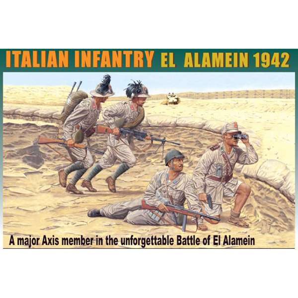 dragon 6391 Italian Infantry El Alamein 1942 Kit en plástico para montar y pintar. Cuatro figuras de infantería italiana en El Alemain 1942. Piezas 60+