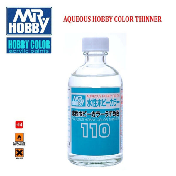 T110 Aqueous Hobby Color Thinner Disolvente específico para la gama de acrílicos Aqueous Hobby Color.