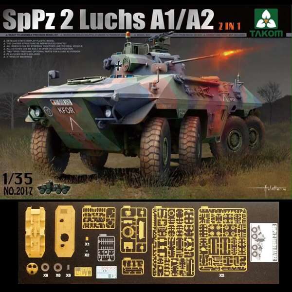 takom 2017 SpPz 2 Luchs A1/A2 2in1 Kit en plástico para montar y pintar. Incluye piezas en fotograbado.