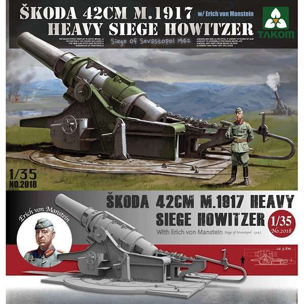 takom 2018 Skoda 42cm M 1917 Heavy Siege Howitzer Siege of Sevastopol 1942 Kit en plástico para montar y pintar. Incluye piezas en fotograbado y una figura.