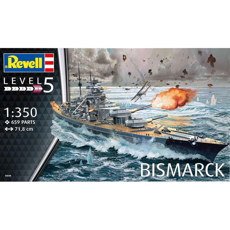revell 05040 Battleship BISMARCK Construye el Acorazado Bismarck, el buque más famoso de Alemania durante la Segunda Guerra Mundial. Kit detallado en plástico para montar y pintar
