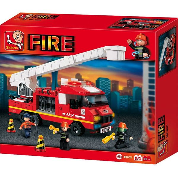 Sluban B0221 Fire Ladder Truck Juego de construcción por bloques de plástico compatibles con Lego y otras marcas.