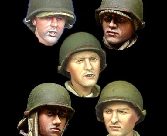 alpine miniatures h019 WW2 US Infantry Head Set Juego de 5 cabezas en resina para figuras de Infantería USA durante la 2ªGM. Escala 1/35