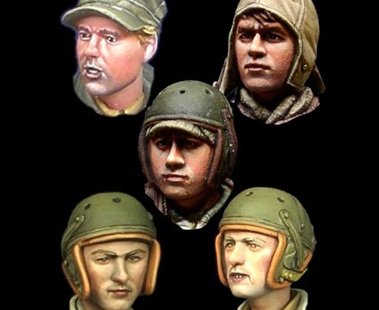 alpine miniatures h020 WW2 US Tanker Head Set Juego de 5 cabezas en resina para figuras de Infantería USA durante la 2ªGM. Escala 1/35