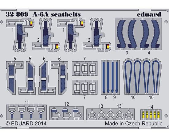 eduard 32809 Seatbelts A-6A Intruder 1/32 Cinturones de seguridad en fotograbado coloreado para el A-6A Intruder