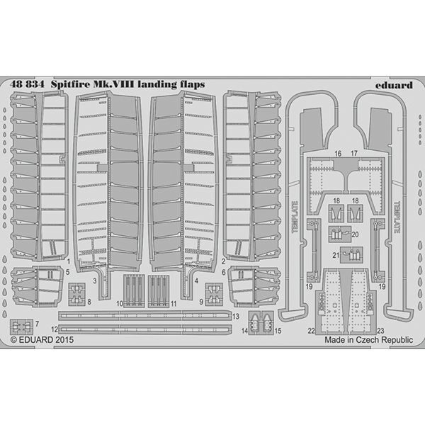 eduard 48834 Spitfire Mk.VIII Landing Flaps (Eduard) 1/48 Piezas en fotograbado para superdetallar la maqueta indicada. Escala 1/48